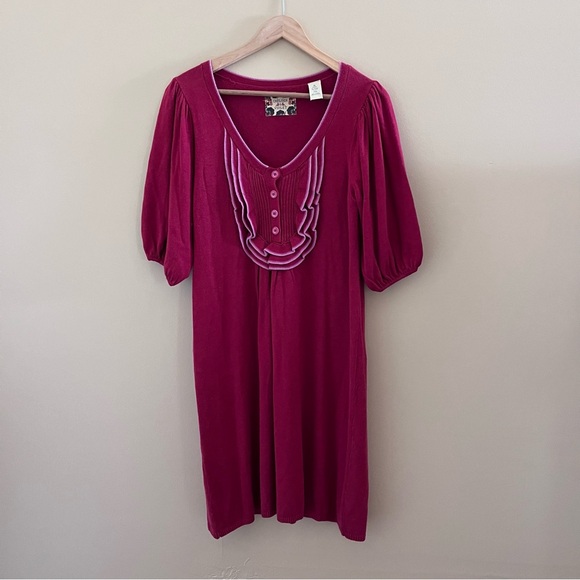 Chelsea & Violet Women’s Short Sleeve Ruffle Front Red Sweater Dress Size M - Picture 6 of 13